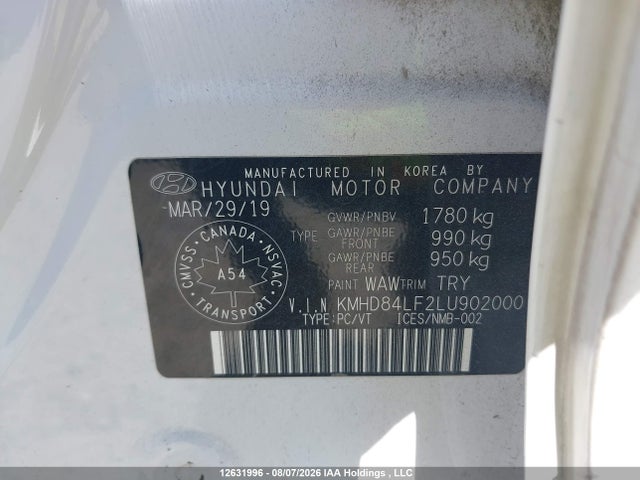 Aukcja sprzedaży 2020 Hyundai Elantra Sel/value/limited, vin: KMHD84LF2LU902000, numer aukcji: 12631996