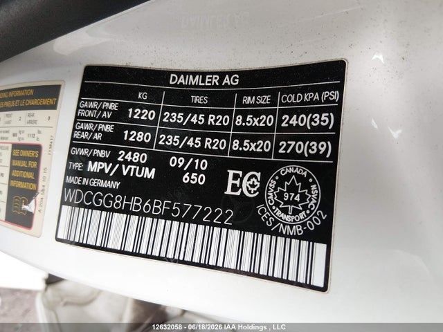 12632058 :رقم المزاد ، WDCGG8HB6BF577222 vin ، 2011 Mercedes-benz Glk 350 4matic مزاد بيع