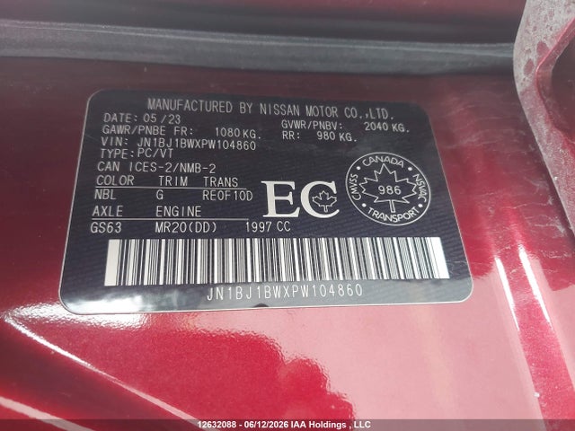 Aukcja sprzedaży 2023 Nissan Qashqai Sl/sv, vin: JN1BJ1BWXPW104860, numer aukcji: 12632088