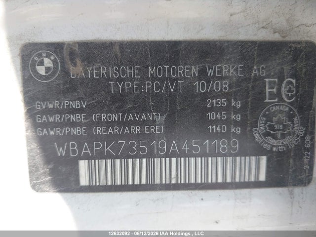 Продажа на аукционе авто 2009 Bmw 328i Xdrive, vin: WBAPK73519A451189, номер лота: 12632092