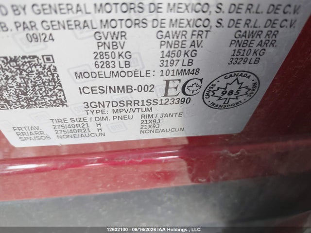 12632100 :رقم المزاد ، 3GN7DSRR1SS123390 vin ، 2025 Chevrolet Equinox Ev Rs مزاد بيع