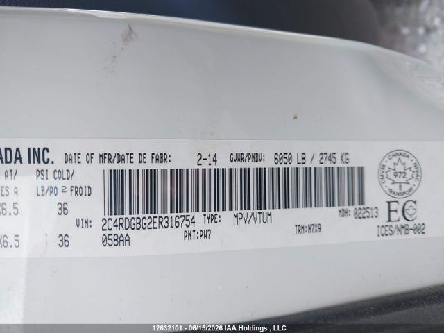 Dodge Grand Caravan Se/sxt 2014 2C4RDGBG2ER316754 Image 9
