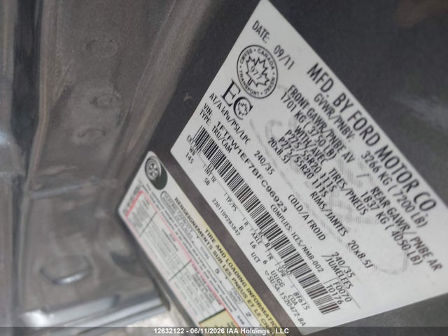 12632122 :رقم المزاد ، 1FTFW1EF7BFC96923 vin ، 2011 Ford F150 Supercrew مزاد بيع