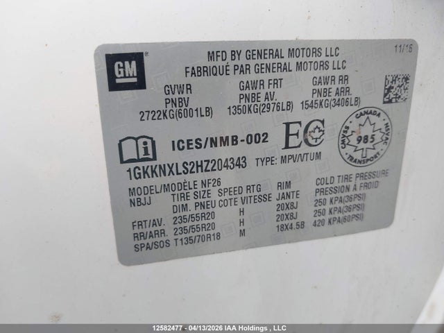 1GKKNXLS2HZ204343 GMC Acadia Denali