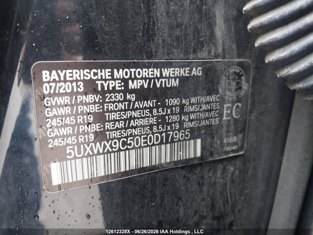12612328 :رقم المزاد ، 5UXWX9C50E0D17965 vin ، 2014 Bmw X3 Xdrive28i مزاد بيع