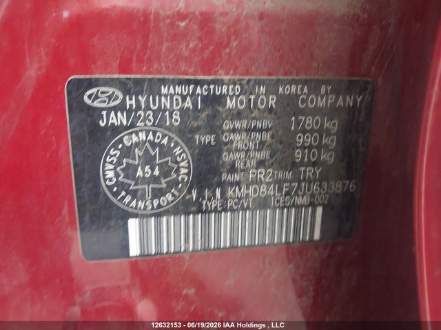 KMHD84LF7JU633876 Hyundai Elantra