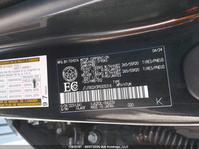 Продаж на аукціоні авто 2024 Lexus Gx 550, vin: JTJTBCDX3R5005318, номер лоту: 12632167