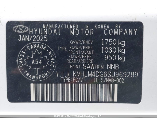 12632171 :رقم المزاد ، KMHLM4DG6SU969289 vin ، 2025 Hyundai Elantra مزاد بيع