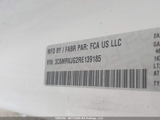 2024 Ram Promaster 3500 3500 High მანქანა იყიდება აუქციონზე, vin: 3C6MRVJG2RE139185, აუქციონის ნომერი: 12632192
