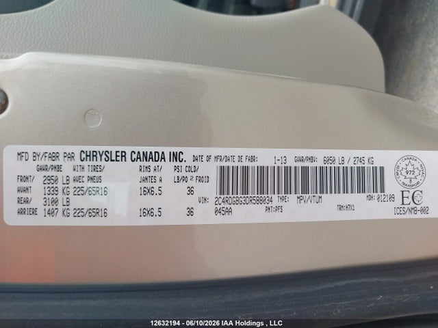 Auction sale of the 2013 Dodge Grand Caravan Se, vin: 2C4RDGBG3DR588034, lot number: 12632194
