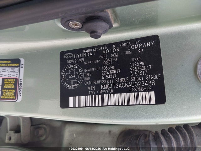 12632199 :رقم المزاد ، KM8JT3AC6AU023438 vin ، 2010 Hyundai Tucson مزاد بيع
