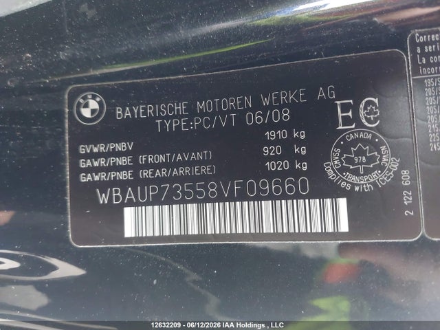 Aukcja sprzedaży 2008 Bmw 128i, vin: WBAUP73558VF09660, numer aukcji: 12632209