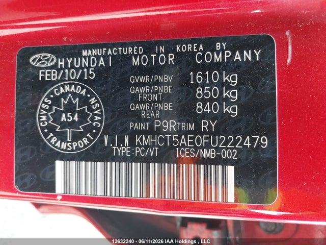 Hyundai Accent 2015 KMHCT5AE0FU222479 Image 9