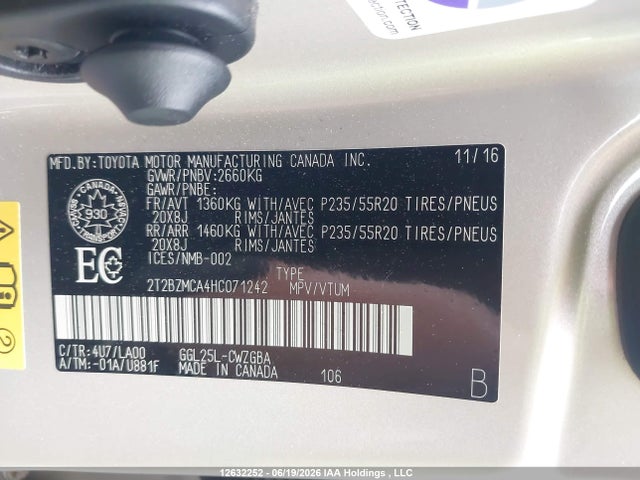 2T2BZMCA4HC071242 Lexus Rx 350/base/f Sport