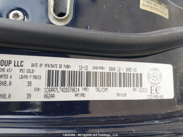 12632294 :رقم المزاد ، 1C6RR7LT4DS570614 vin ، 2013 Ram 1500 مزاد بيع