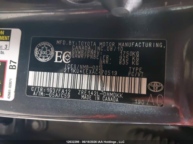 Продаж на аукціоні авто 2010 Toyota Matrix, vin: 2T1KU4EEXAC470519, номер лоту: 12632298