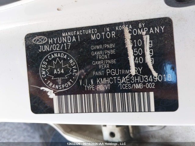 Hyundai ACCENT SE 2017 KMHCT5AE3HU349018 Image 9