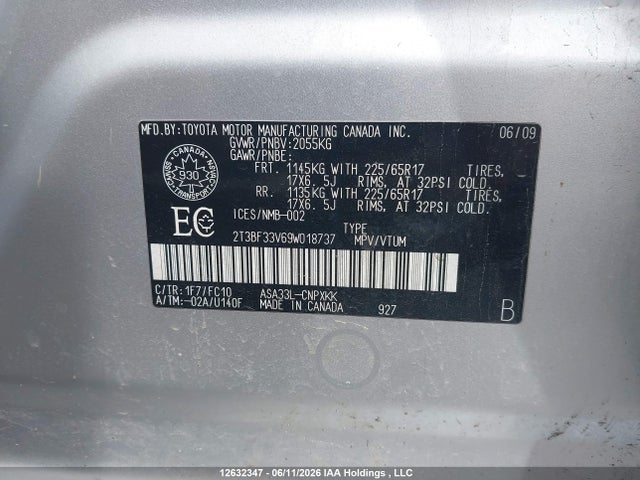 Продажа на аукционе авто 2009 Toyota Rav4, vin: 2T3BF33V69W018737, номер лота: 12632347