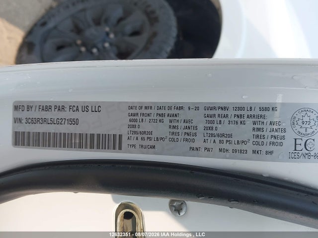 Продаж на аукціоні авто 2020 Ram 3500 Limited, vin: 3C63R3RL5LG271550, номер лоту: 12632351