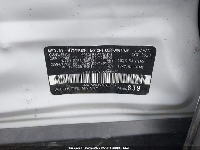 Продажа на аукционе авто 2024 Mitsubishi Outlander Se/ralliart, vin: JA4T5VA95RZ608897, номер лота: 12632367