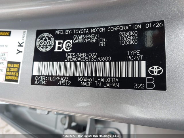 JTDACACU5T3070600 Toyota Prius