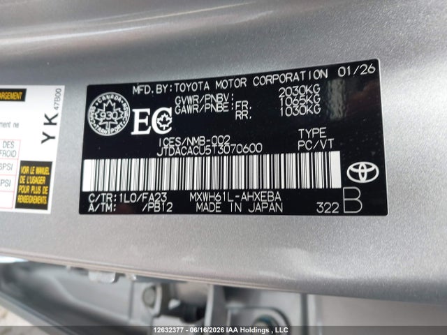 JTDACACU5T3070600 Toyota Prius