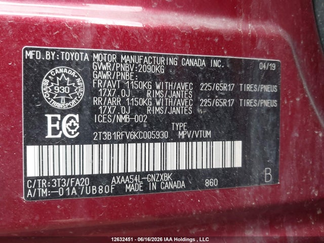 Toyota RAV4 LE 2019 2T3B1RFV6KC005930 Image 9