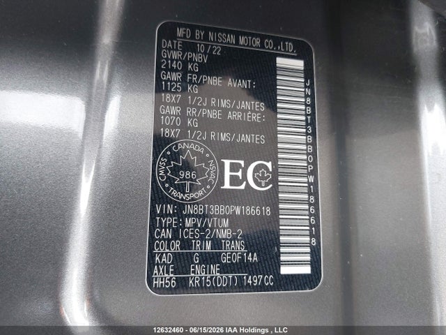 Продаж на аукціоні авто 2023 Nissan Rogue Sv, vin: JN8BT3BB0PW186618, номер лоту: 12632460