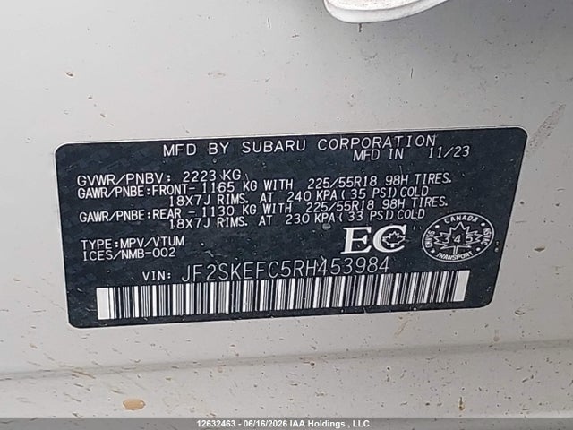 Продажа на аукционе авто 2024 Subaru Forester Sport, vin: JF2SKEFC5RH453984, номер лота: 12632463