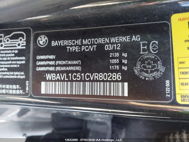 Aukcja sprzedaży 2012 Bmw X1 Xdrive28i, vin: WBAVL1C51CVR80286, numer aukcji: 12632489