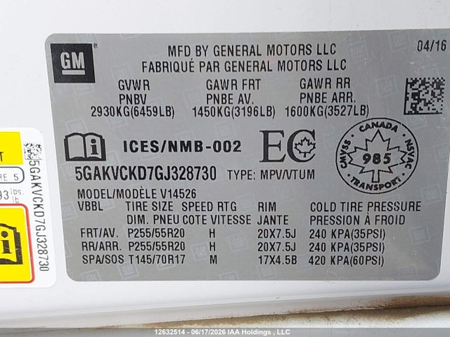 Buick Enclave Premium 2016 5GAKVCKD7GJ328730 Image 9