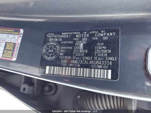 2019 Hyundai Tucson Preferred W/trend Package მანქანა იყიდება აუქციონზე, vin: KM8J3CALXKU843314, აუქციონის ნომერი: 12632541