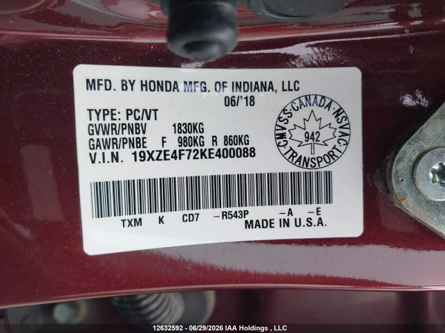Honda Insight Touring 2019 19XZE4F72KE400088 Image 9