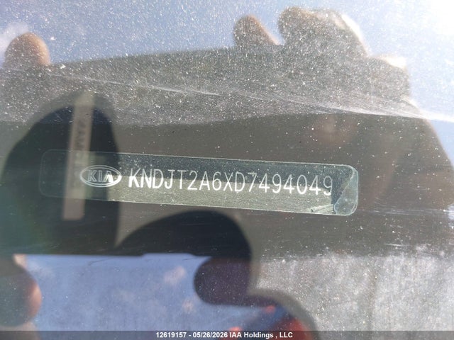 12619157 :رقم المزاد ، KNDJT2A6XD7494049 vin ، 2013 Kia Soul 2.0l 2u/2.0l 4u/2.0l 4u Burner/2.0l 4u Luxury/2.0l 4u Retro مزاد بيع