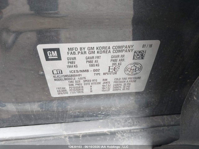 KL4CJ1SM5GB604491 Buick Encore Sport Touring