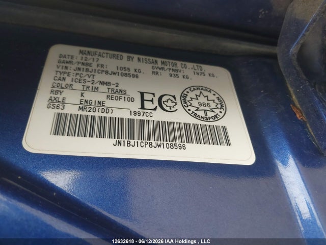 JN1BJ1CP8JW108596 Nissan QASHQAI