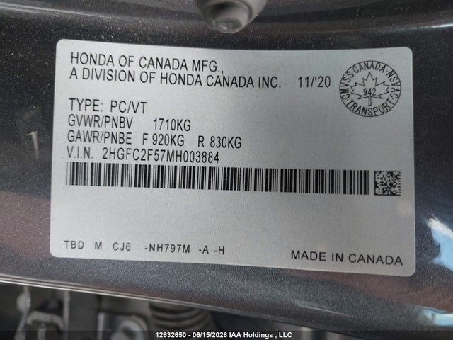 Honda Civic Lx 2021 2HGFC2F57MH003884 Image 18