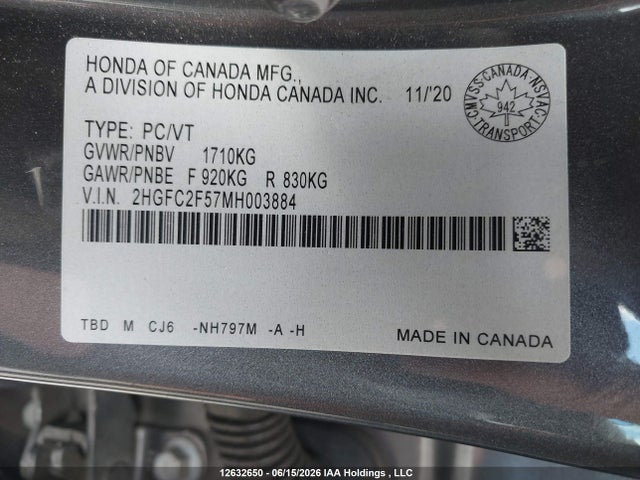 Honda Civic Lx 2021 2HGFC2F57MH003884 Image 9