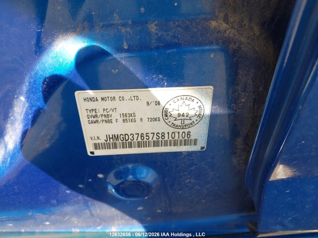 Auction sale of the 2007 Honda Fit S, vin: JHMGD37657S810106, lot number: 12632656