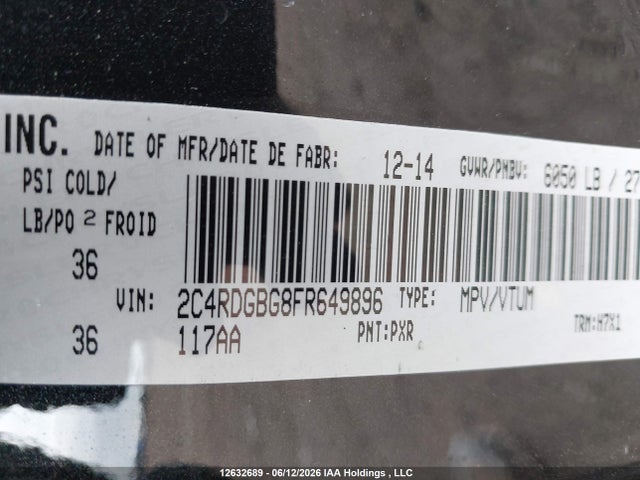 2C4RDGBG8FR649896 Dodge Grand Caravan Se