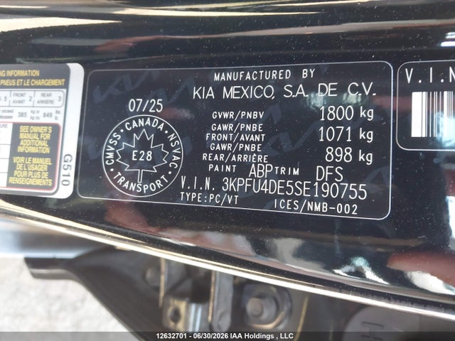 Продаж на аукціоні авто 2025 Kia K4 Ex/ex+, vin: 3KPFU4DE5SE190755, номер лоту: 12632701