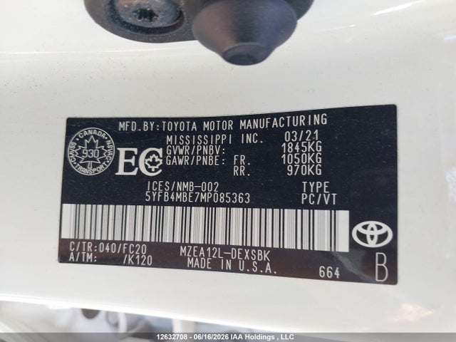 Toyota Corolla 2021 5YFB4MBE7MP085363 Image 9
