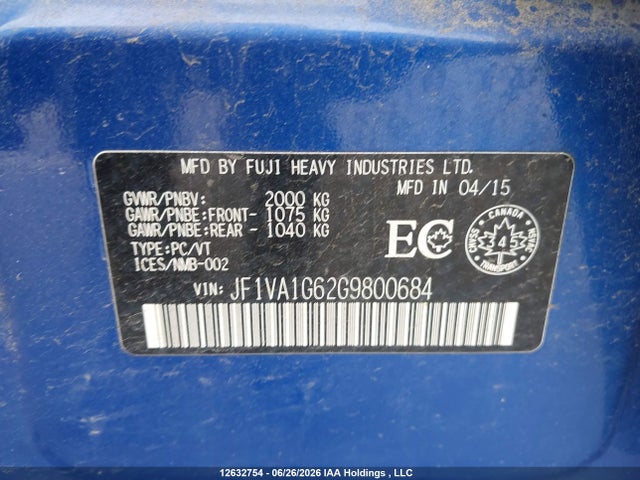 Subaru WRX 2016 JF1VA1G62G9800684 Image 9