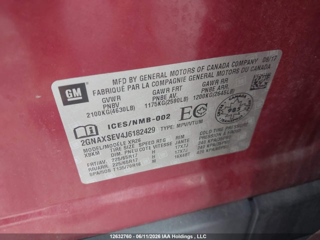 Chevrolet EQUINOX LT 2018 2GNAXSEV4J6182429 Image 9