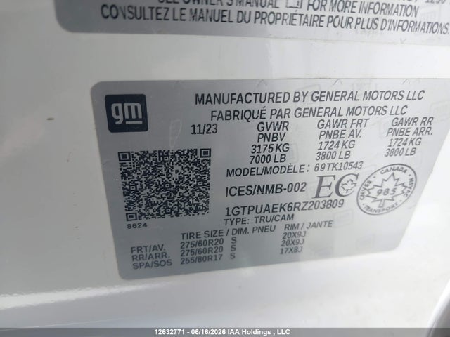 2024 Gmc Sierra 1500 Pro მანქანა იყიდება აუქციონზე, vin: 1GTPUAEK6RZ203809, აუქციონის ნომერი: 12632771