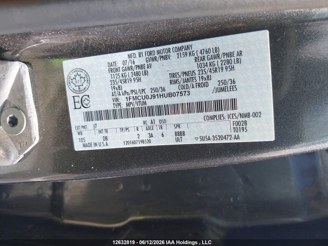 Ford Escape Titanium 2017 1FMCU0J91HUB07573 Image 9