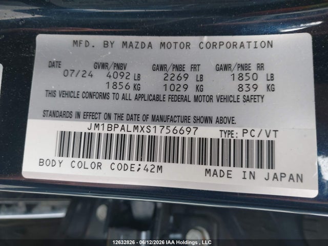 Aukcja sprzedaży 2025 Mazda 3 Preferred, vin: JM1BPALMXS1756697, numer aukcji: 12632826