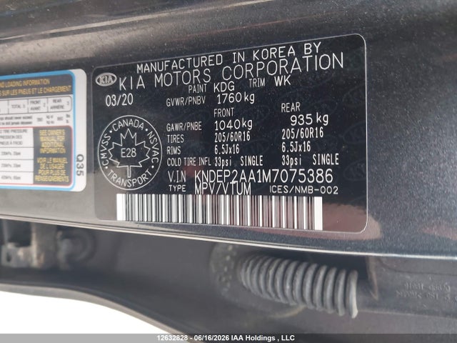 Aukcja sprzedaży 2021 Kia Seltos Lx, vin: KNDEP2AA1M7075386, numer aukcji: 12632828