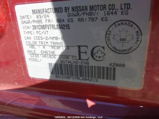 Nissan VERSA SR 2024 3N1CN8FV7RL884215 Image 9