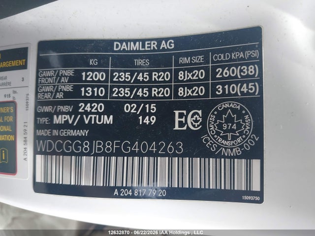 Продаж на аукціоні авто 2015 Mercedes-benz Glk 350 4matic, vin: WDCGG8JB8FG404263, номер лоту: 12632870